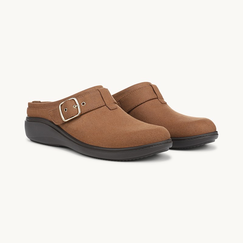 For Balance Mule Shoes Dark Tan Microsuede