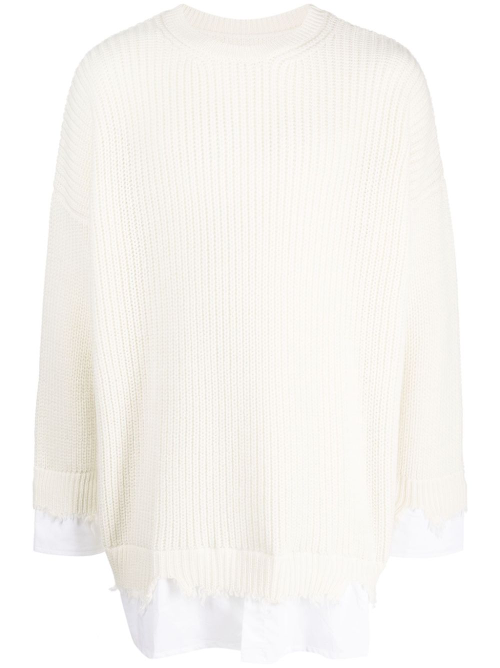 Layered waffle-knit jumper - Black