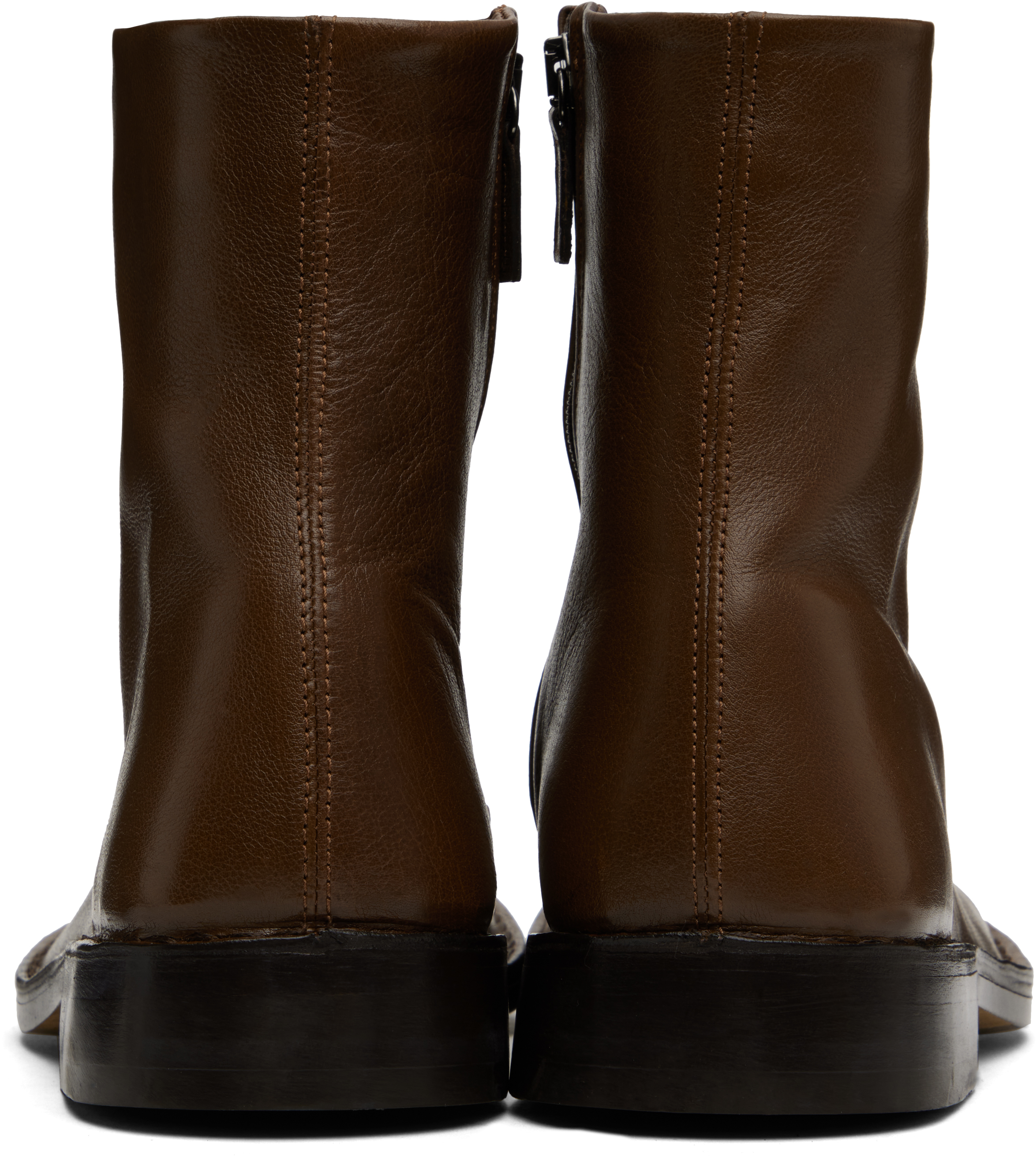 LEMAIRE Brown Piped Zipped Boots