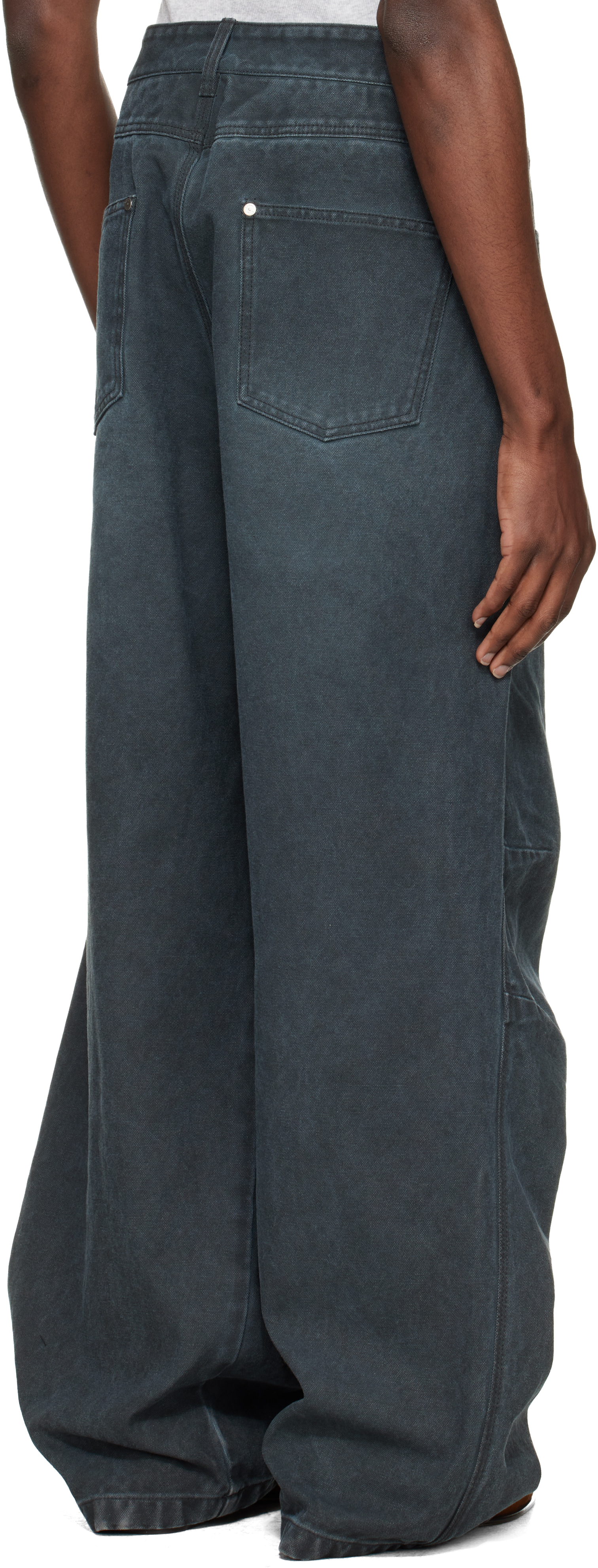 Gray 3D Wide Dyed Trousers