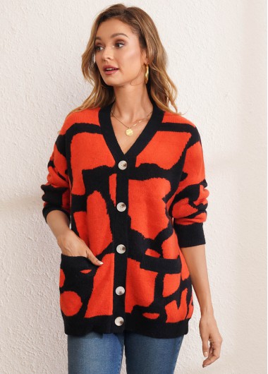 Modlily Button Up Pocket Design Long Sleeve Cardigan