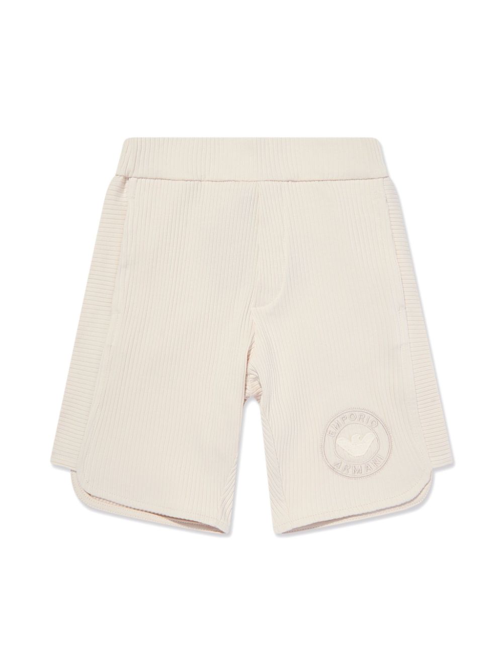 Logo-embroidered ribbed shorts - Neutrals