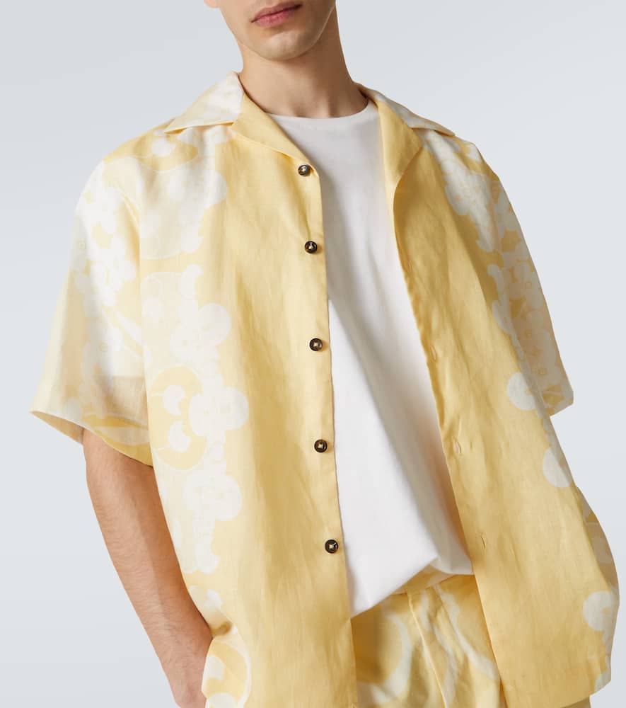 Floral linen bowling shirt