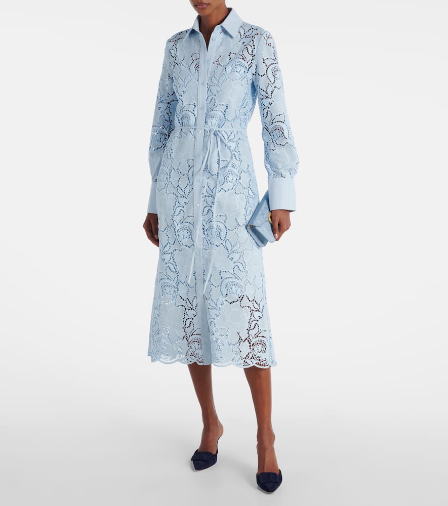 Laser-cut cotton shirt dress