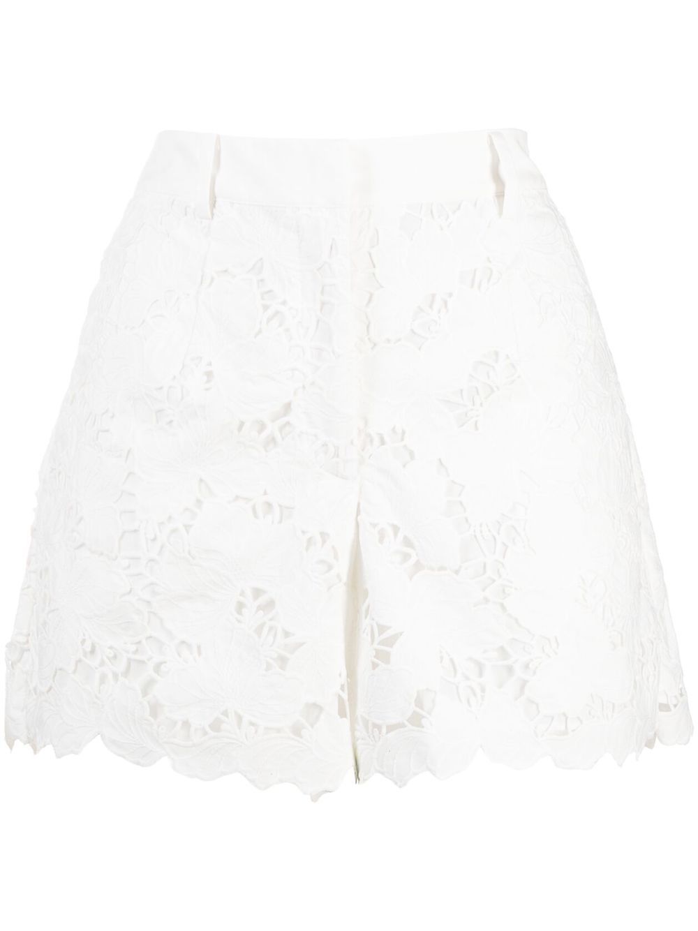 Embroidered high-waisted shorts - White