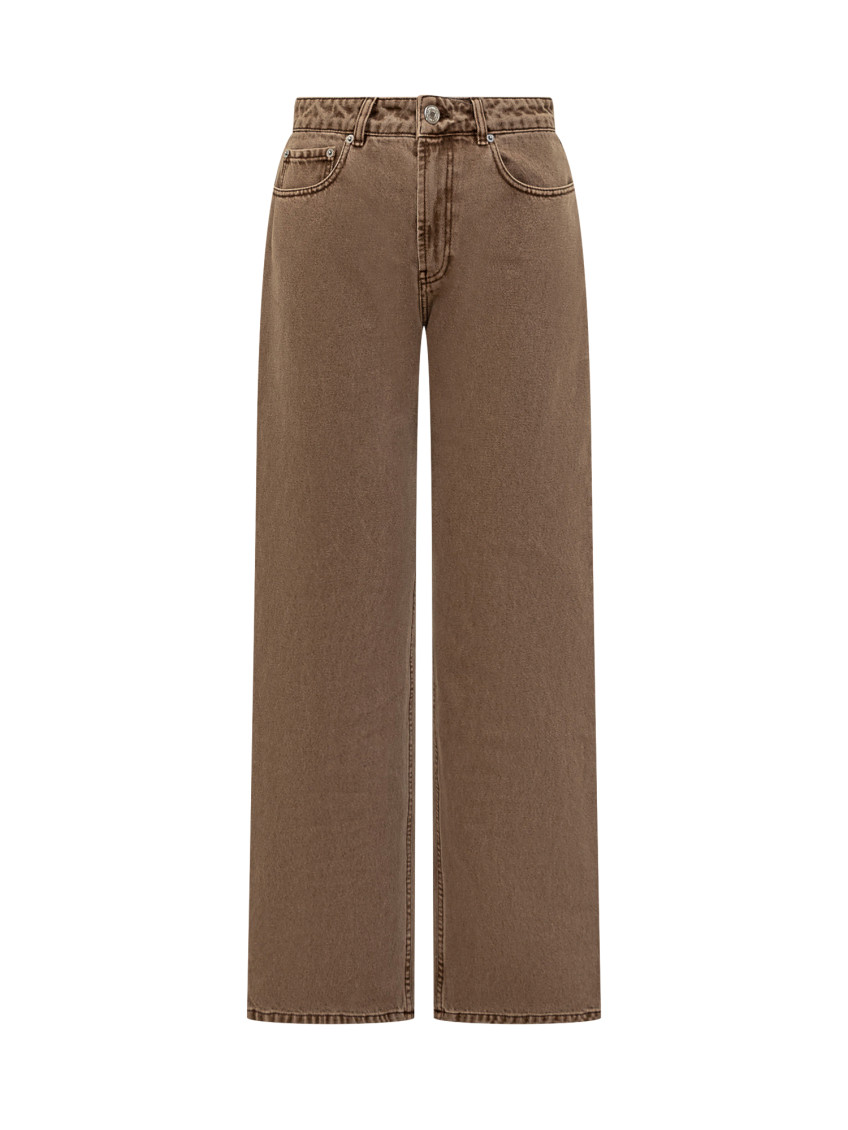 Brown Straight Mid Rise Jeans