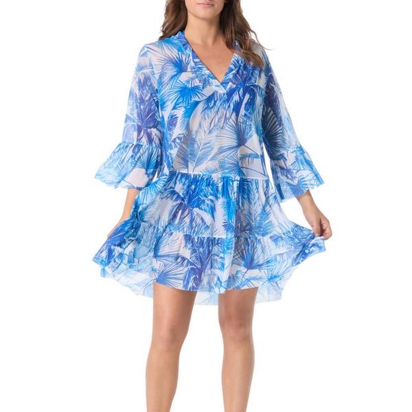Women's Palm Tree Paradise Enchant Dress Swim Cover Up Small Ocean