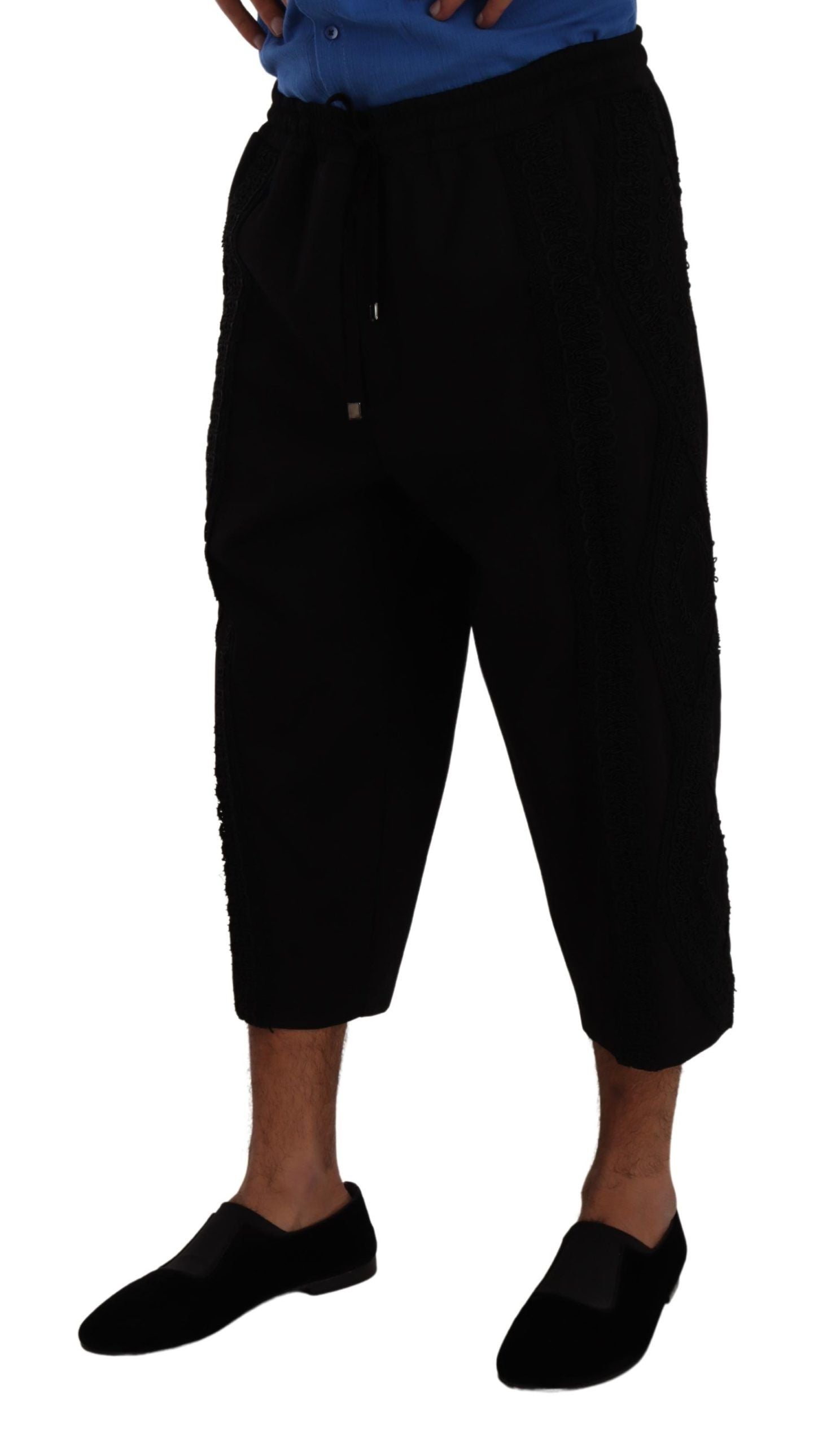 Cotton-Blend Torero Jogger Shorts — Black