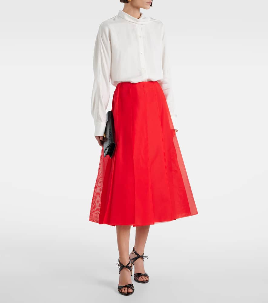 Silk organza midi skirt