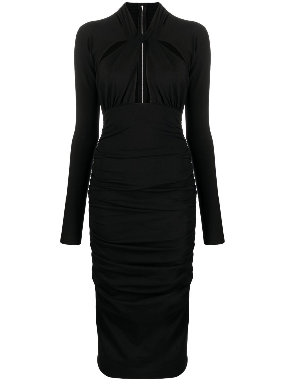 Cut-out draped midi dress - Black