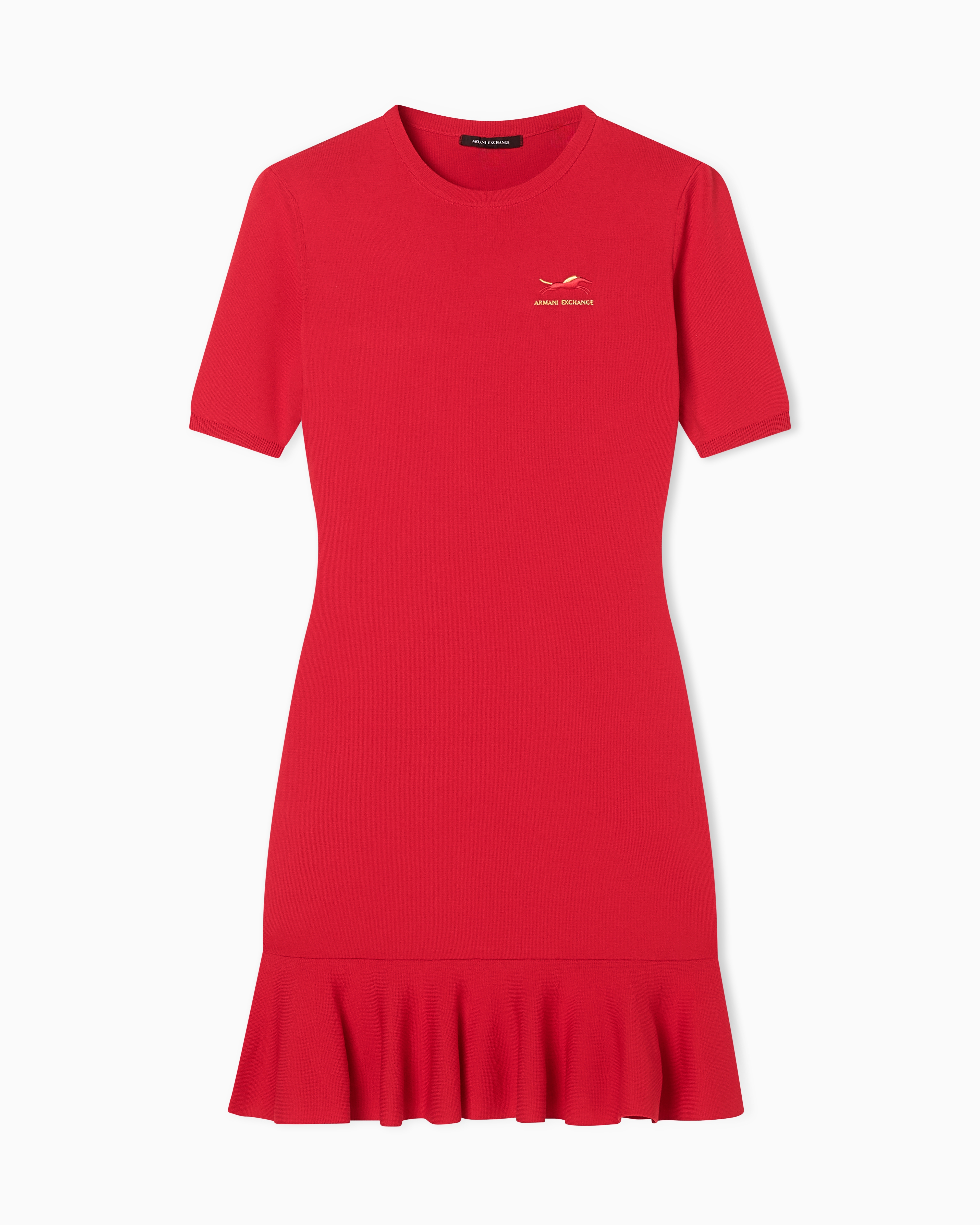 Mini dress with ruffle and horse embroidery