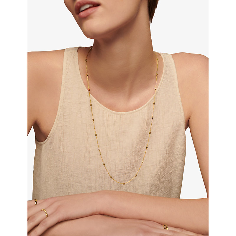 Womens Yellow Gold Orbit Fine Oval Station 18ct Yellow Gold-plated Vermeil Sterling-silver Necklace 