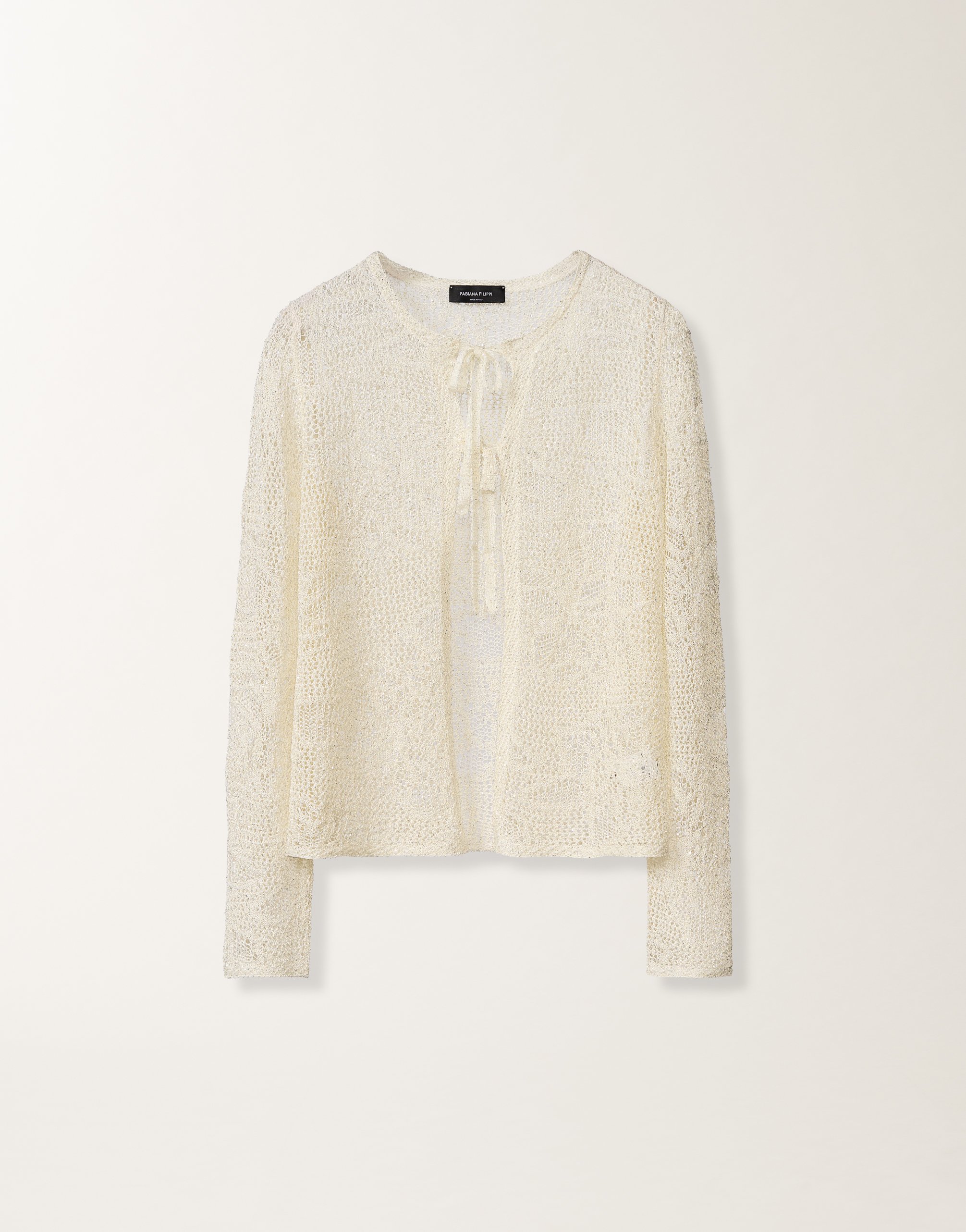 Cardigan in micro sequins, mastice