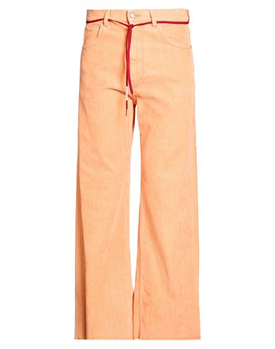 Man Jeans Orange Size 31 Cotton, Acrylic, Viscose, Elastane, Calfskin