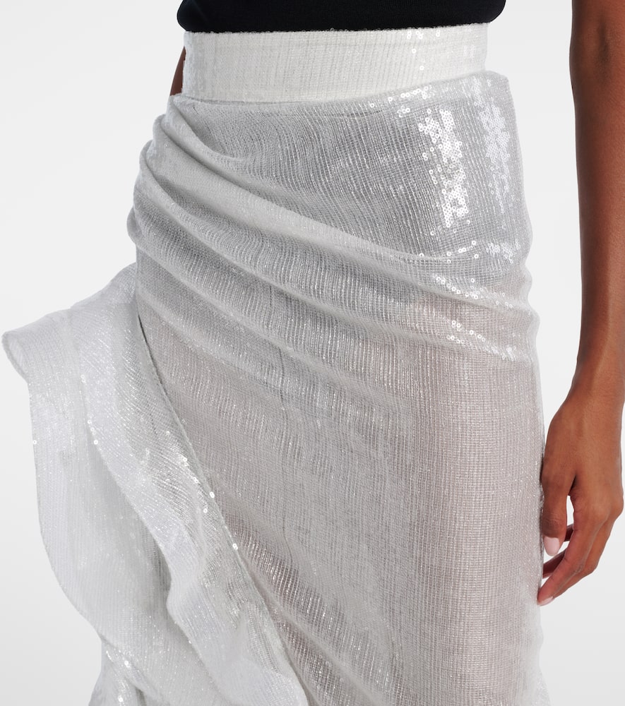 Hymn ruffled sequined midi skirt