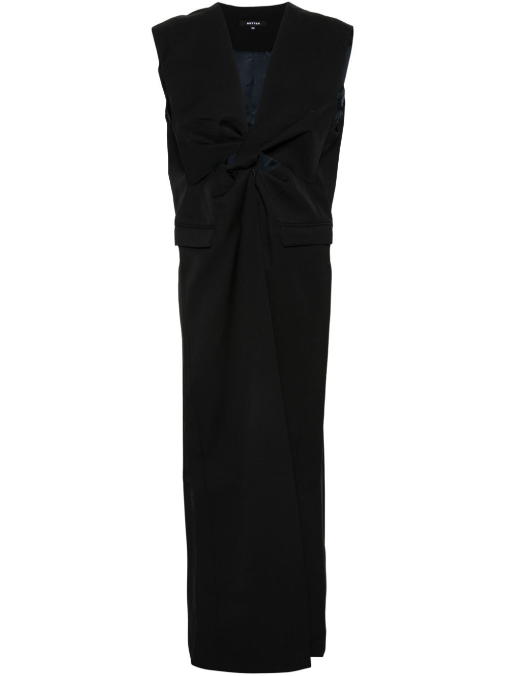 Twist-detailed virgin wool maxi dress - Black