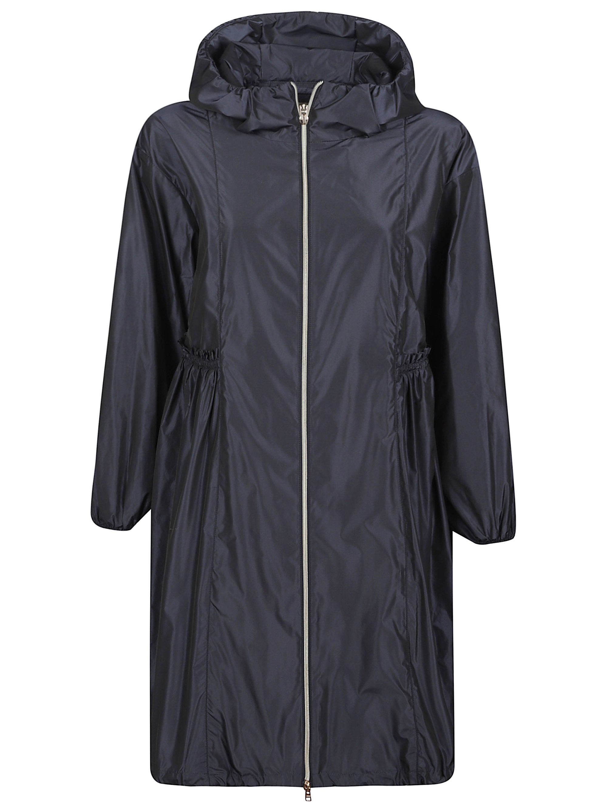 Ruffled Parka with Adjustable Drawstring Waist and Hood