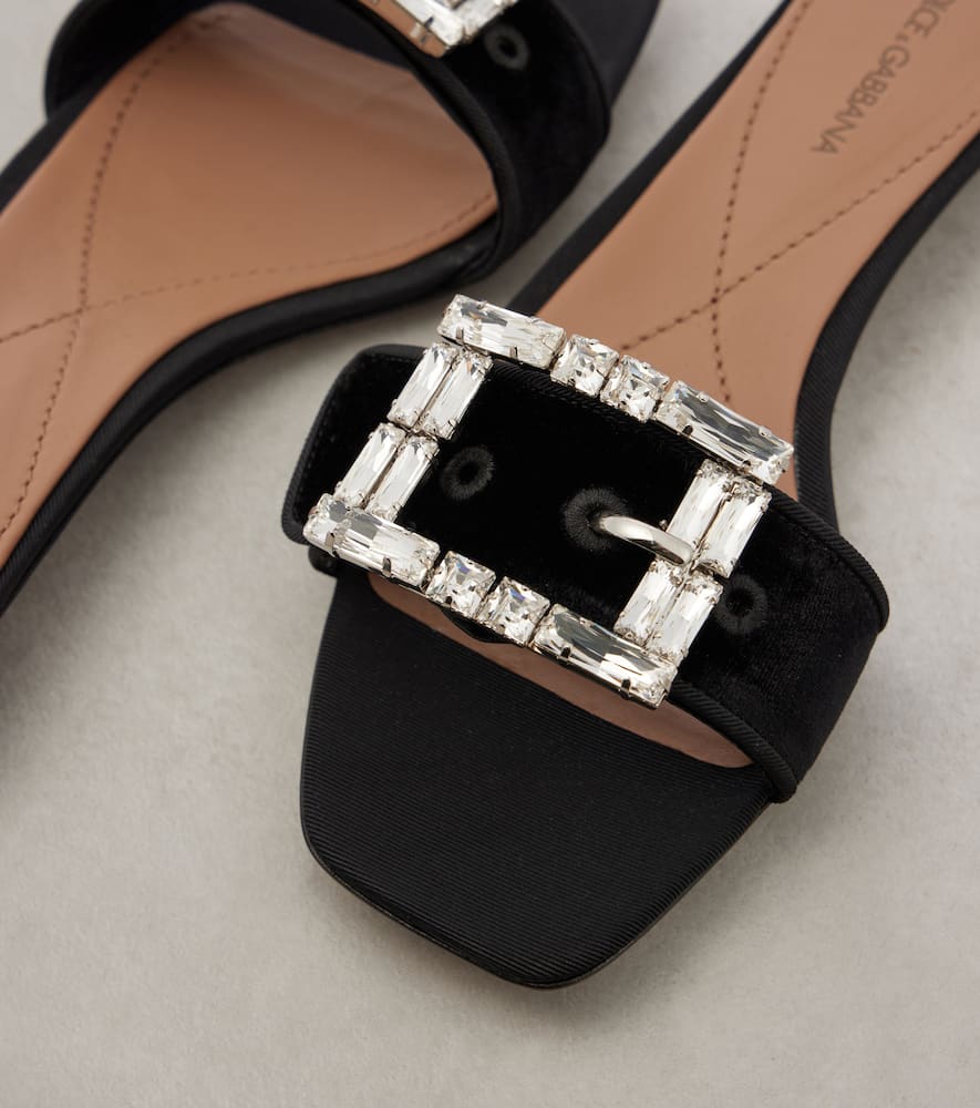 Dolce & Gabbana Embellished velvet slides