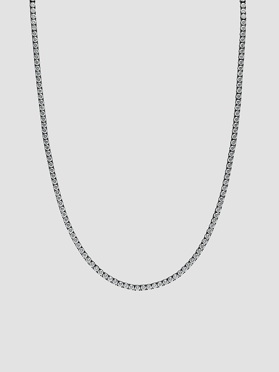Men's Tennis Necklace in Black Titanium - Diamond