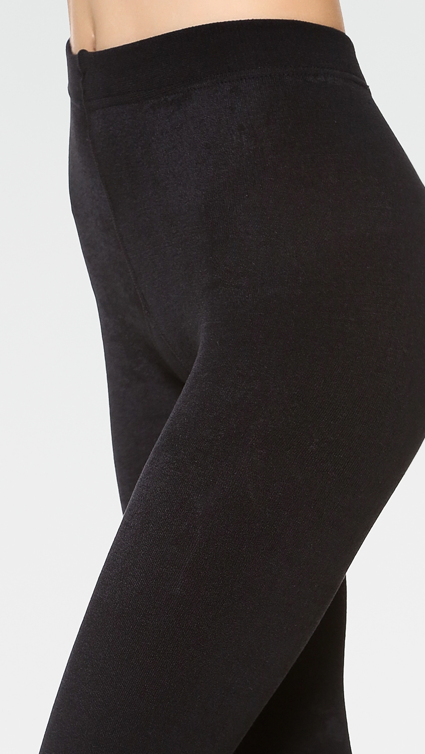 Fleece Lined Tights with Stirrups Black 