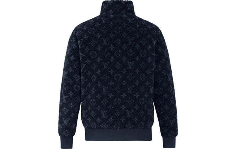 LV Monogram Jacquard Fleece Zip-Through Jacket Blue
