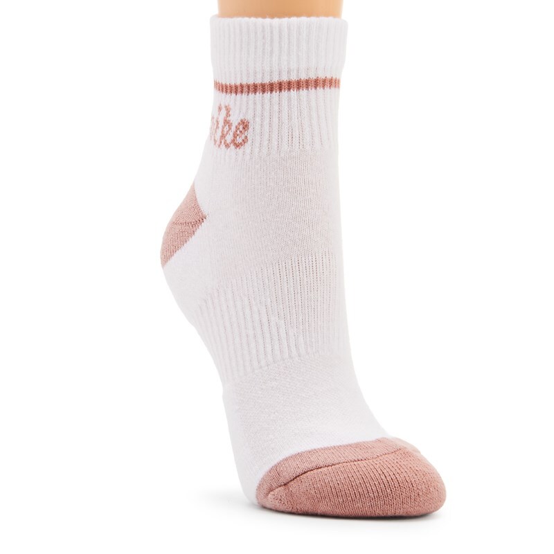 3 Pack Medium Everyday Plus Cushion Script Ankle Socks (White/Pink)