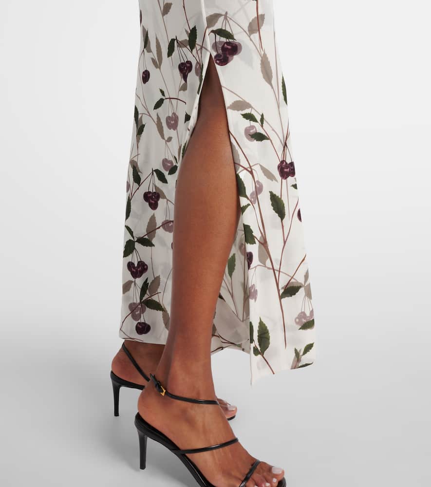 Printed mesh jersey maxi dress