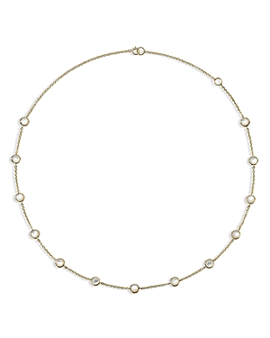 18K Yellow Gold Lollipop Mother of Pearl Station Collar Necklace, 16-18