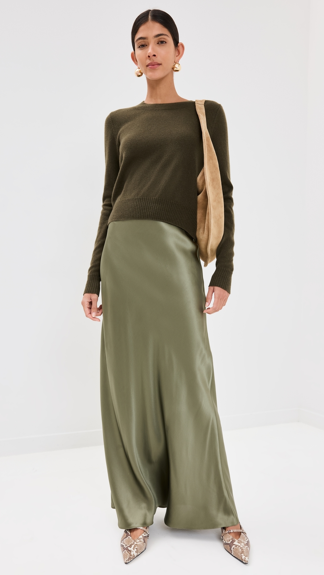 Dana Cashmere Crew Sweater Pine Tree