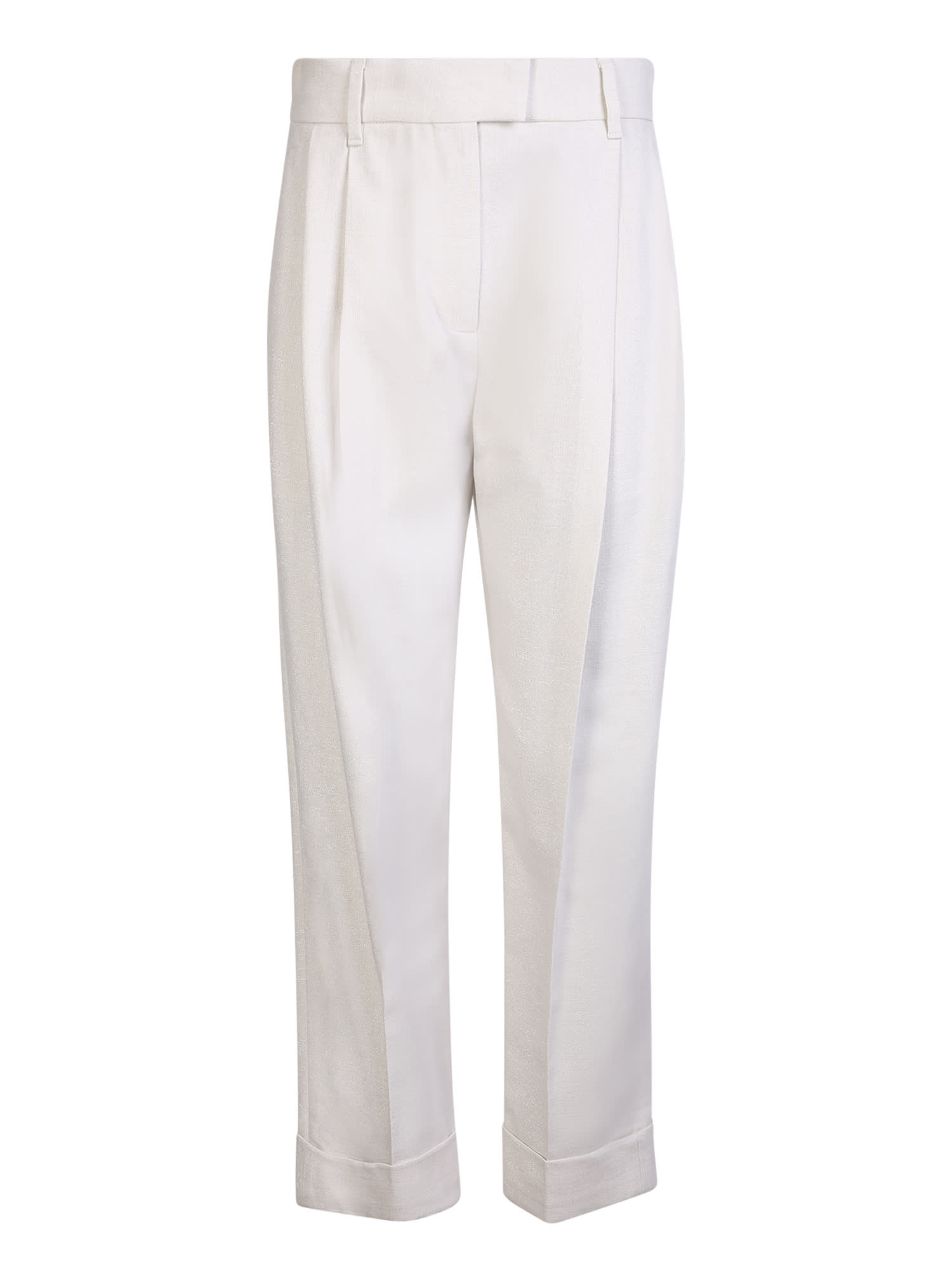High-waisted cropped tailored trousers - White