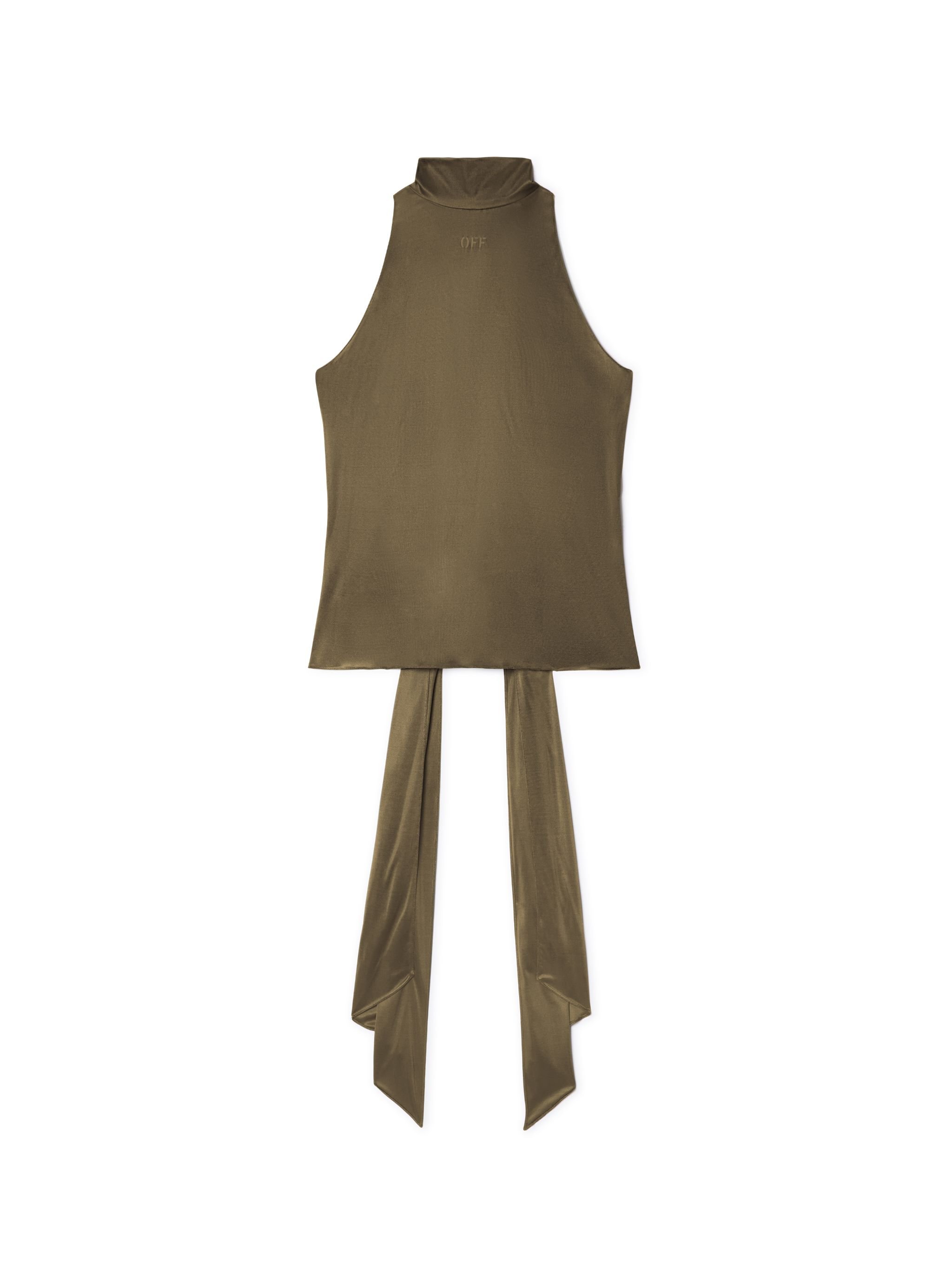 Green Shiny Draped Backless Top - Female T