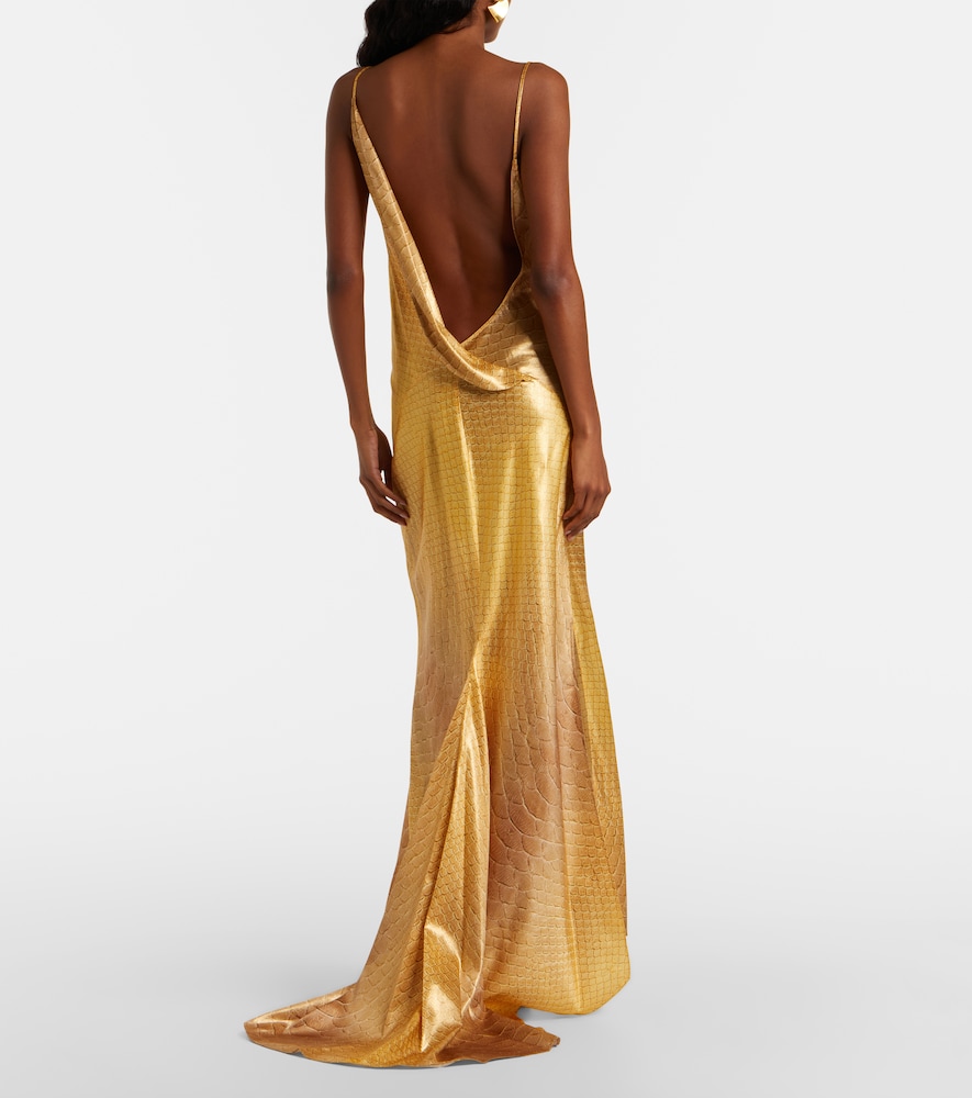 Snake-print silk gown