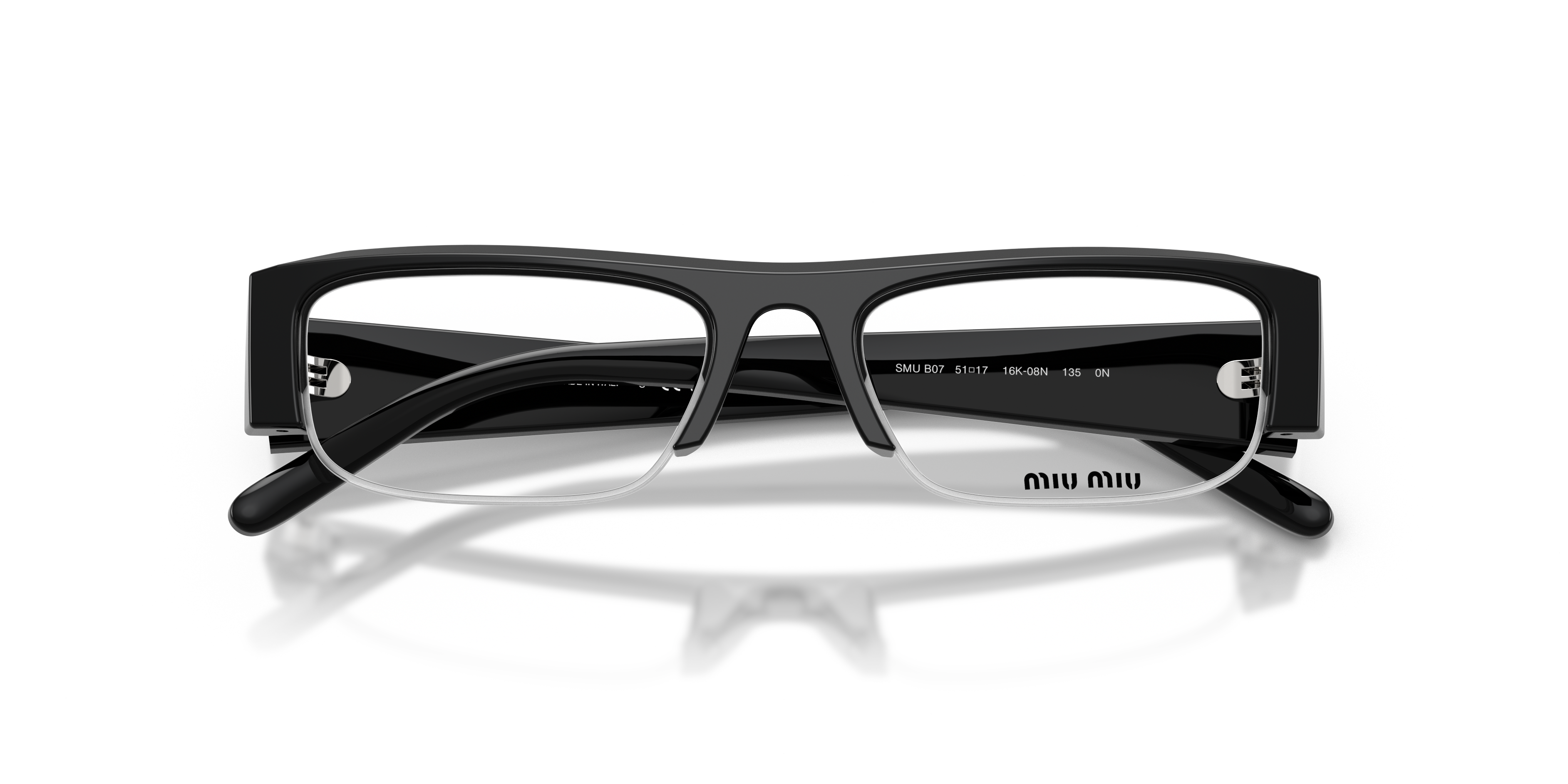 Miu Miu Woman Miu Miu MU B07S 16K08N Sunglasses Acetate Black Transparent Squared Anti-blue light