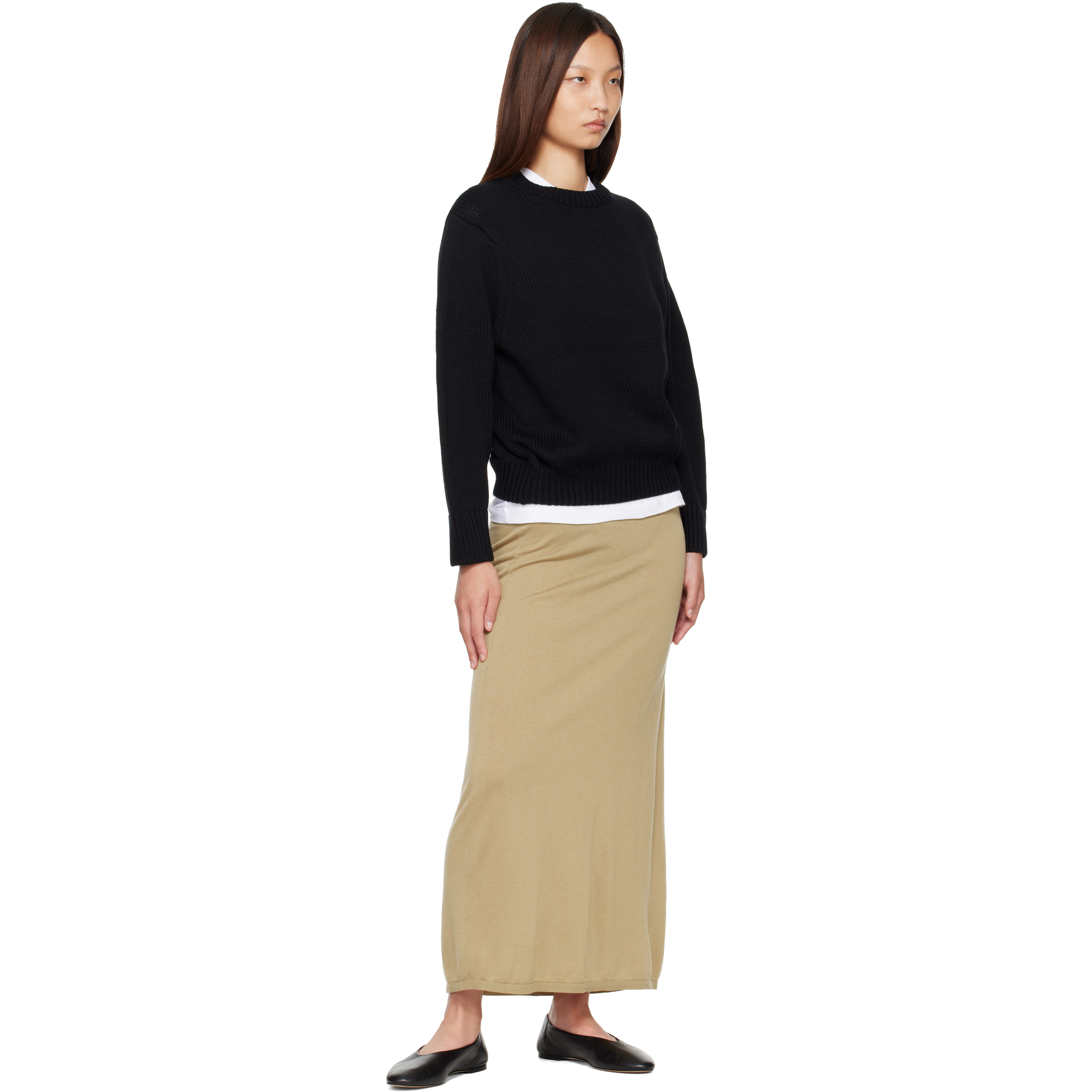 Black Oversized Crew Knit Sweater