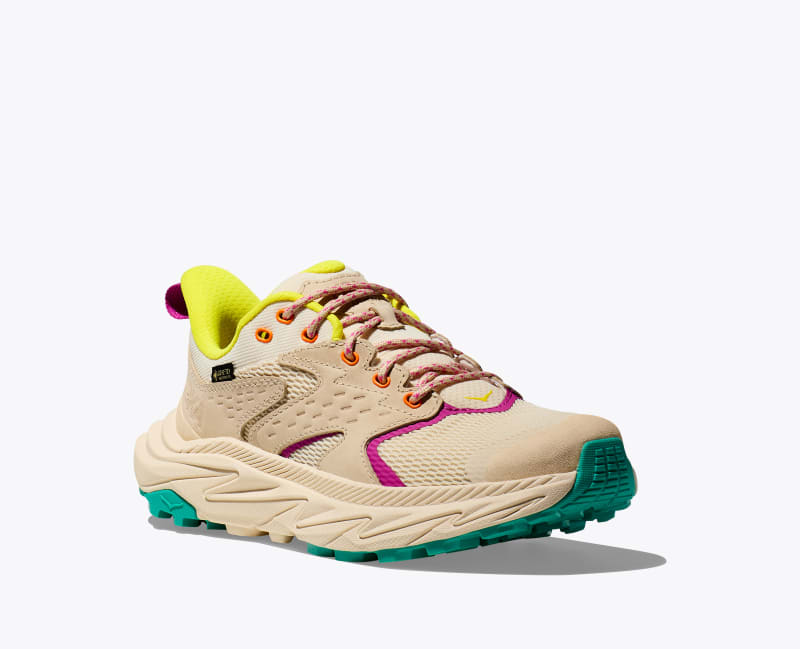 HOKA Anacapa 2 Low GTX Shoes in Vanilla/Electric Aqua