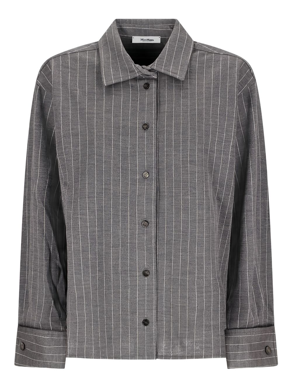 Pinstripe-print wool-blend shirt - Grey