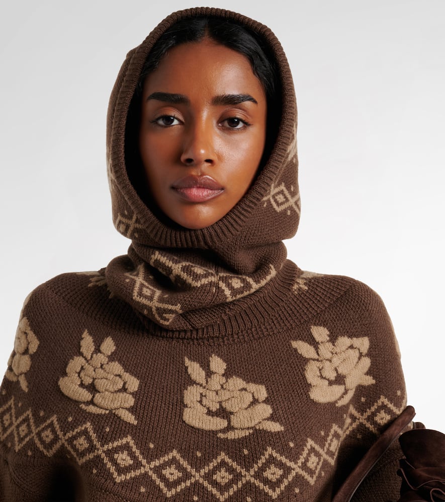 Argyle wool hood