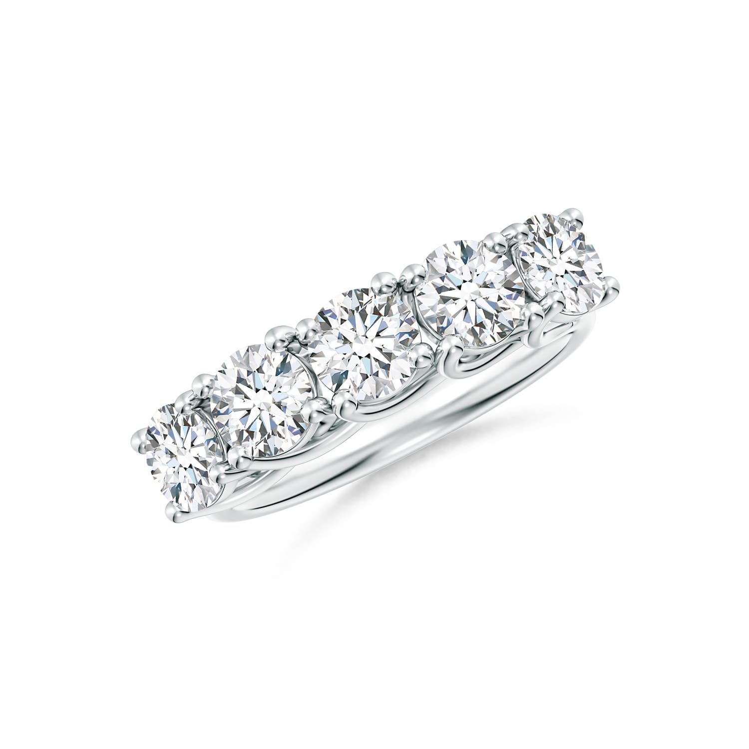 Angara 2.0 CTW Lab-Grown Half Eternity Five Stone Diamond Wedding Ring in 18K White Gold