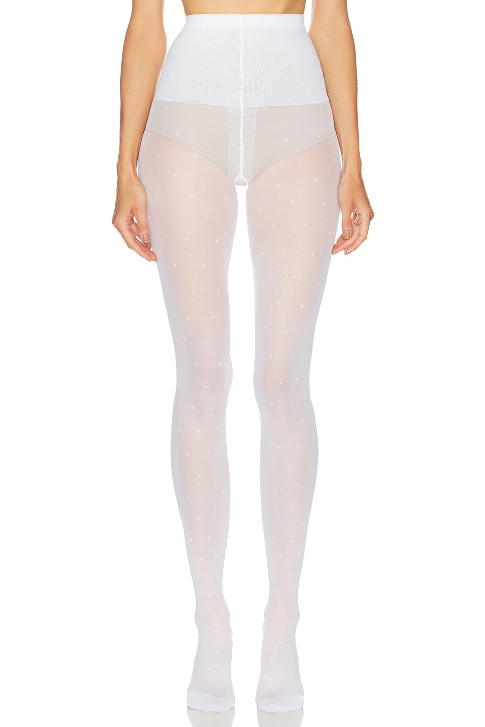 SWEDISH STOCKINGS Doris Dot Tights in Black - Black. L also in
