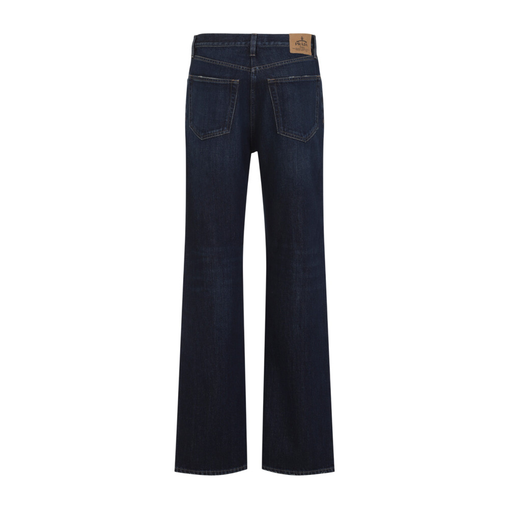 Blue Straight Mid Rise Jeans