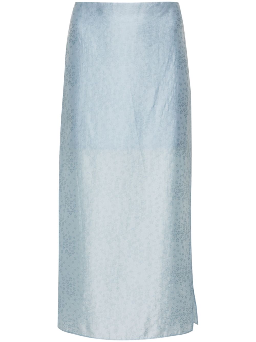 Graziela floral-embroidered skirt - Blue