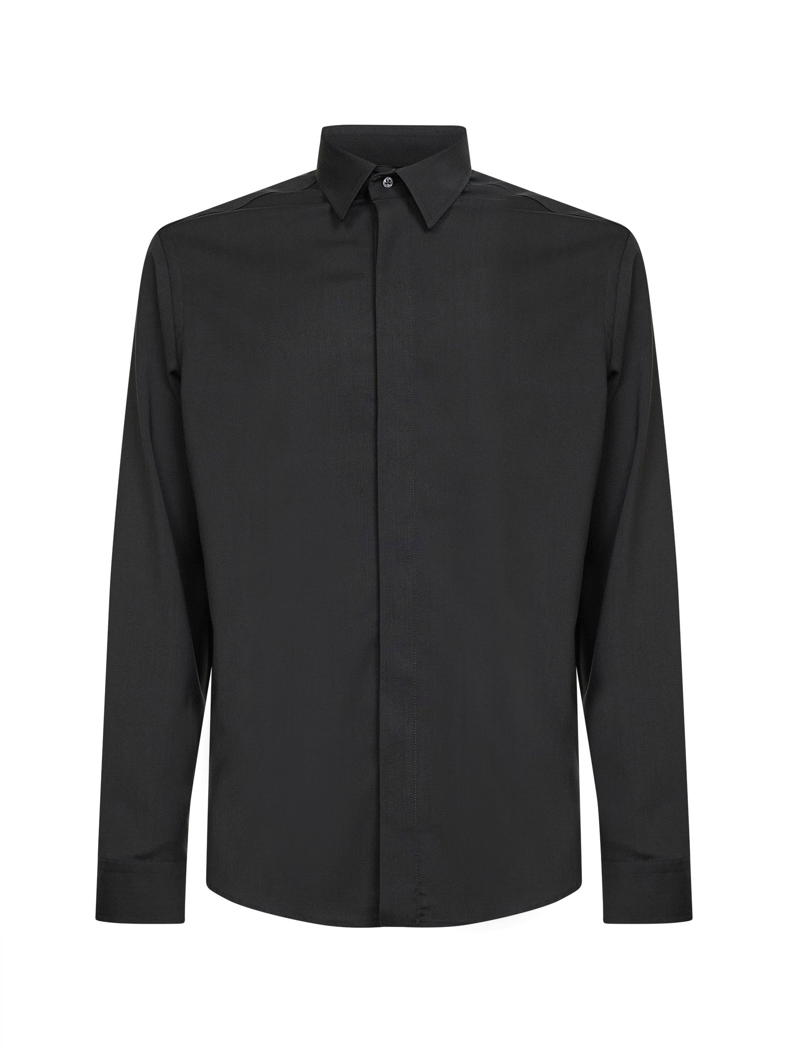 Virgin Wool Blend Stretch Shirt — Gray