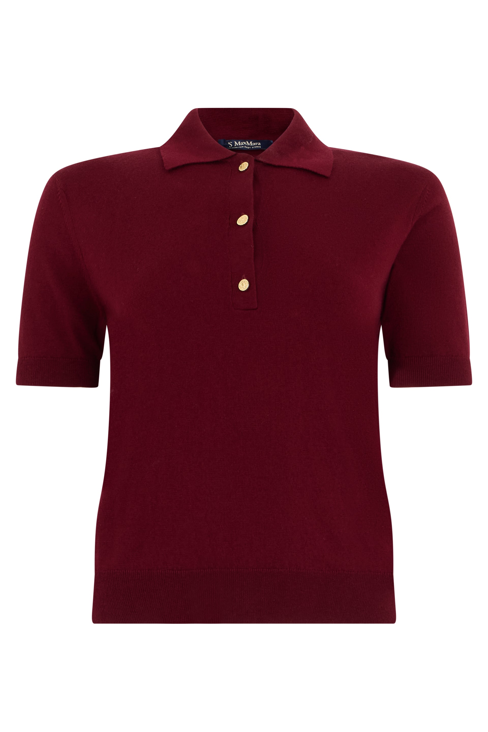 Fine Knit Cotton-Silk Polo Shirt with Short Sleeves and Button Placket