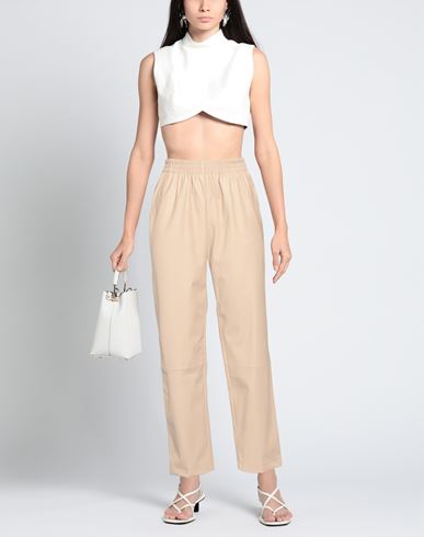 Woman Pants Beige Size 12 Polyester, Polyurethane