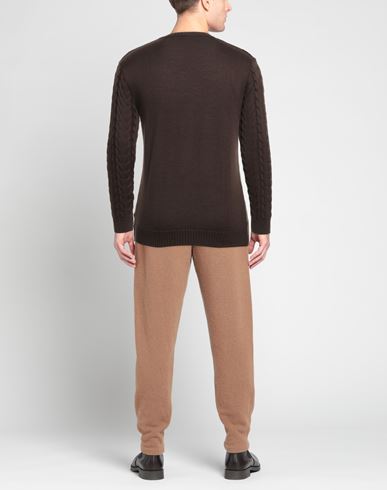 Man Sweater Dark brown Size L Merino Wool, Dralon