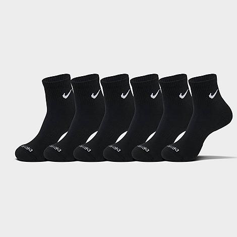 Everyday Plus Cushioned 6-Pack Quarter Training Socks in Black/White