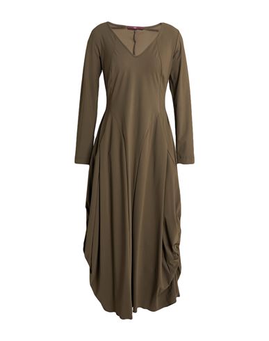 Woman Midi dress Military green Size 12 Nylon, Elastane