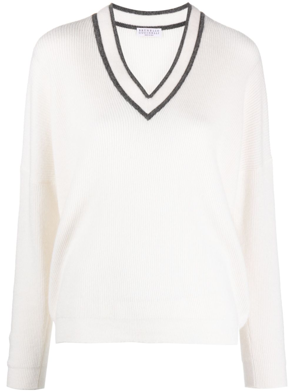 Monili-embellished wool-blend jumper - Neutrals