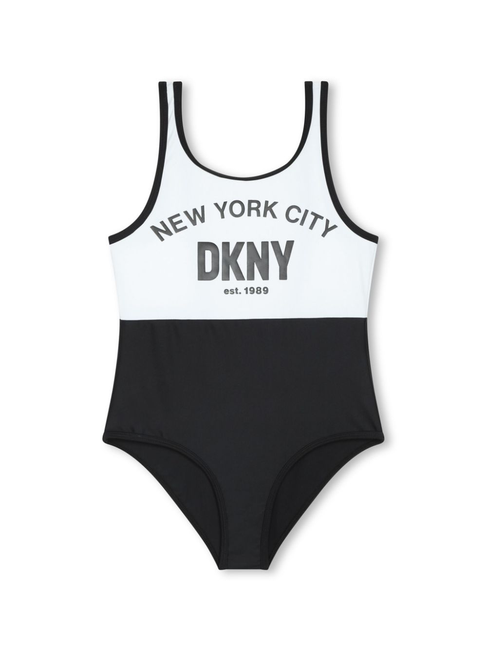 Logo-print two-tone swimsuit - Black