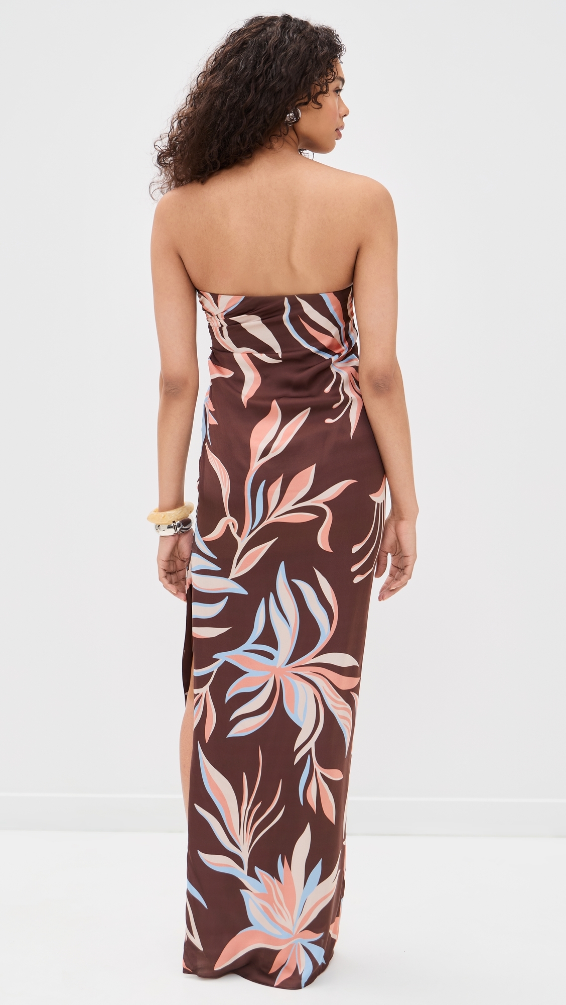 Tube Ruched Maxi Dress Brown